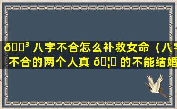 🌳 八字不合怎么补救女命（八字不合的两个人真 🦅 的不能结婚吗）